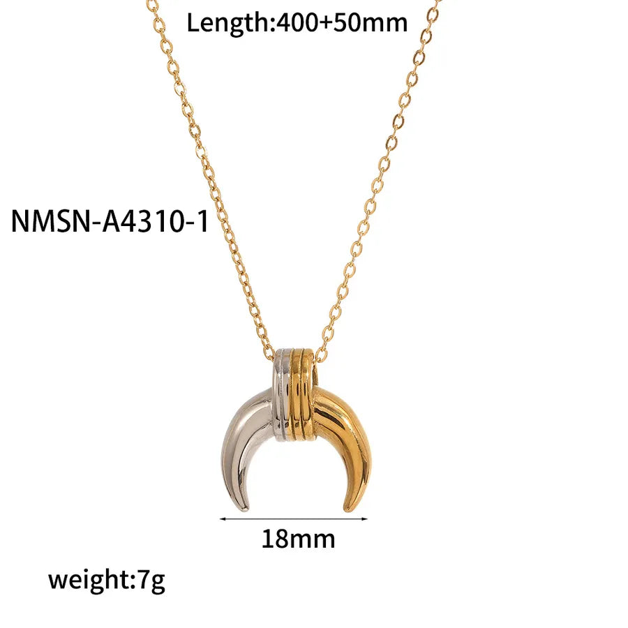 Wholesale Jewelry Simple Style Cool Style Moon 304 Stainless Steel Pendant Necklace