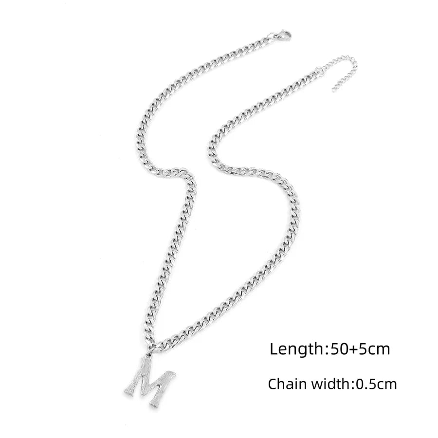 Wholesale Jewelry Modern Style Classic Style Letter 201 Stainless Steel 304 Stainless Steel Pendant Necklace Cuban Link Chain Curb Chain