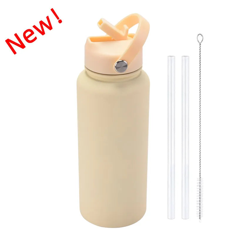 casual solid color stainless steel water bottles