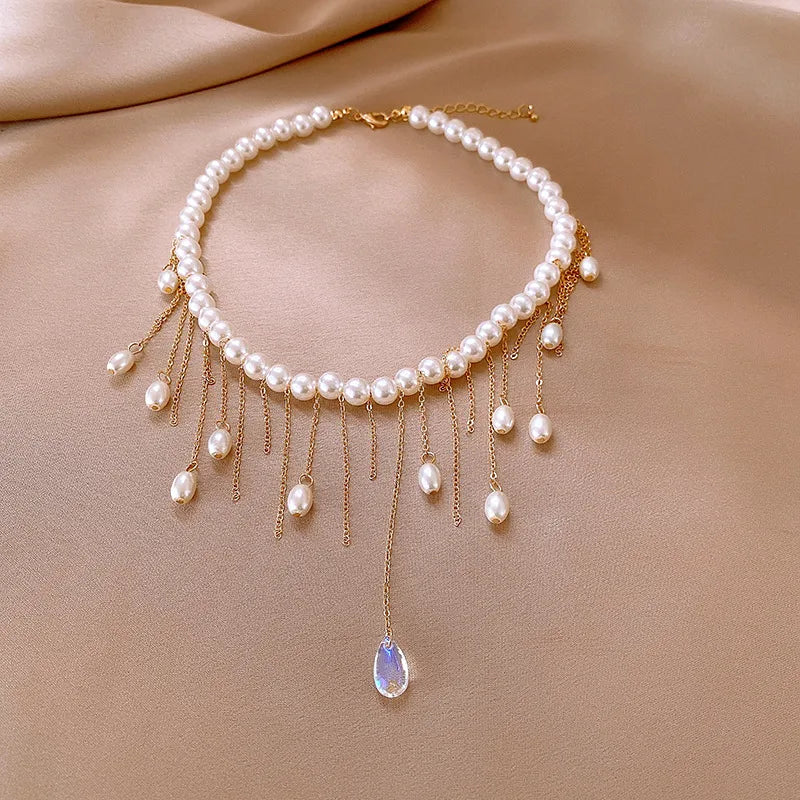 Retro Water Droplets Imitation Pearl Copper Wholesale Pendant Necklace