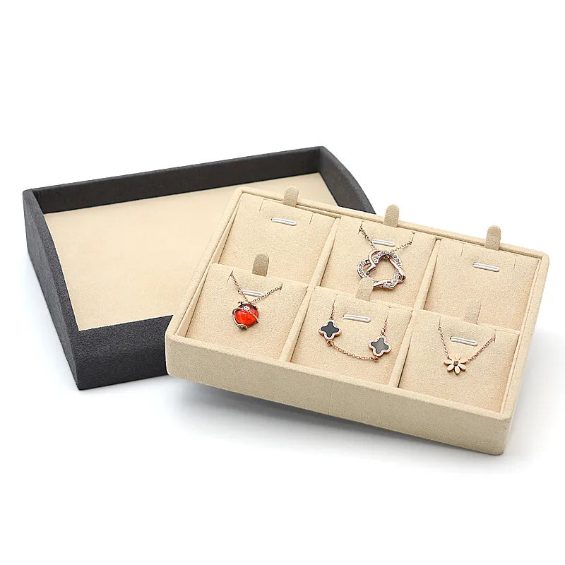 Jewelry Display Tray Counter Ring Necklace Pendants Earring Storage Plate High-End Feelings Super Fiber Material Jewelry Stand