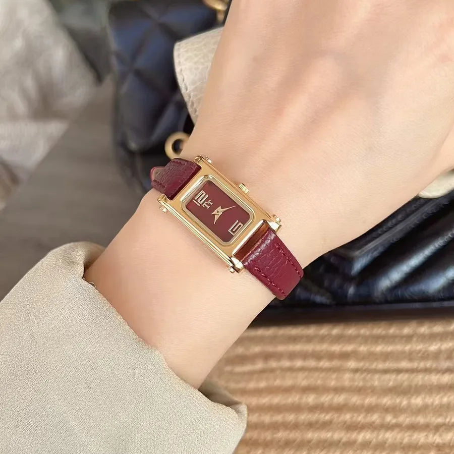 Elegant Solid Color Buckle Quartz Watch Women's Watches