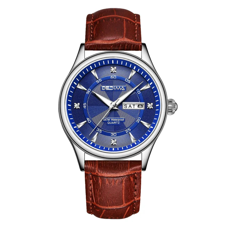 Casual Color Block Solid Color Butterfly Double Snap Quartz Men's Watches