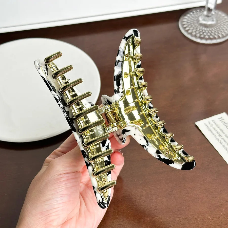 Large Versatile Shark Clamp Hair Clip Women's Fashion Acetate Moon Tooth Clamp Stylish Hair Accessories High-End Feeling