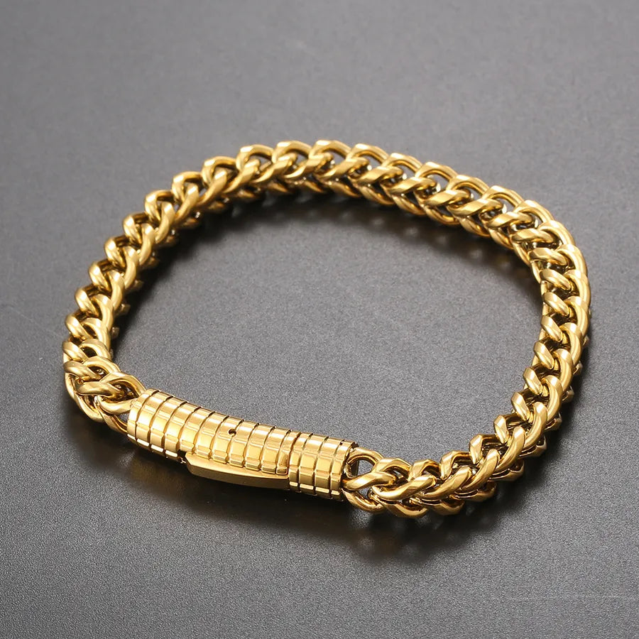 Hip-Hop Geometric 304 Stainless Steel Plating Men's Bracelets Men Chain Bracelets