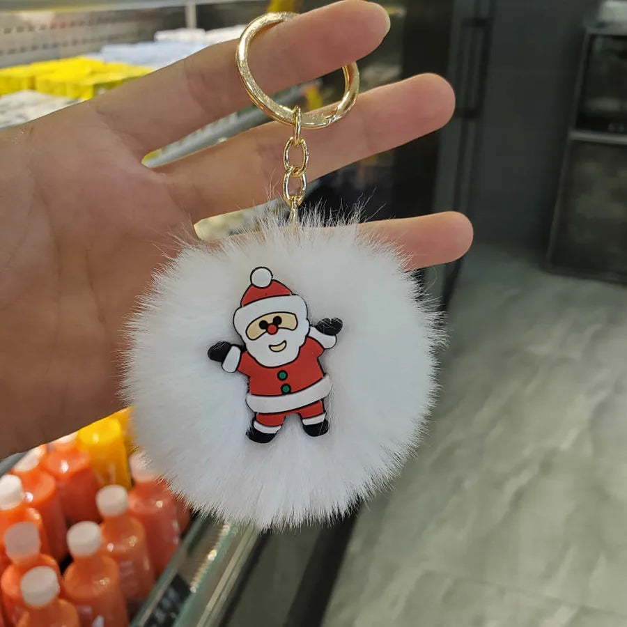 creative three-dimensional christmas fur ball bag pendant keychain