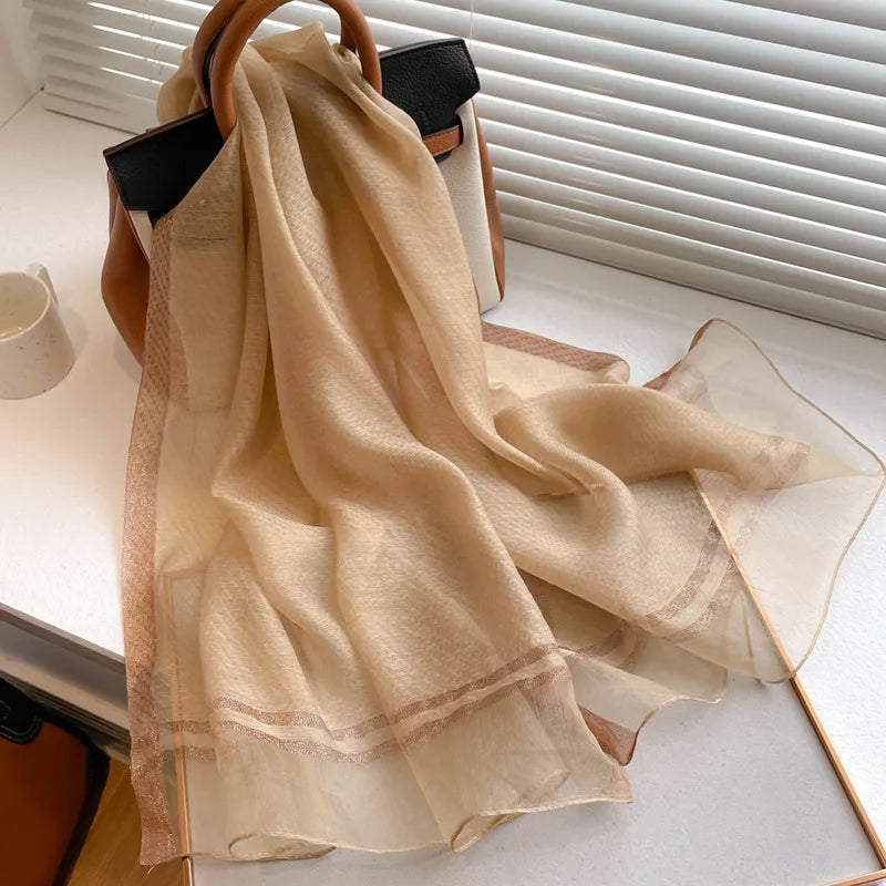 women's simple style solid color  silk fleece silk scarf