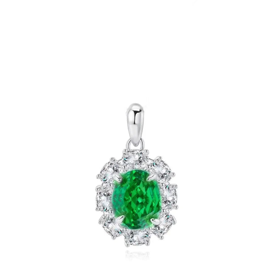 1 Piece 925 Sterling Silver Zircon White Gold Plated Platinum Plated Rhodium Plated Oval Pendant Jewelry Accessories