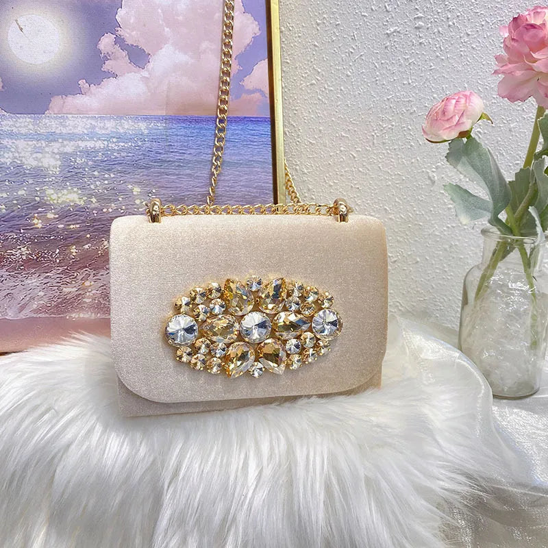 velvet Solid Color Square Evening Bags