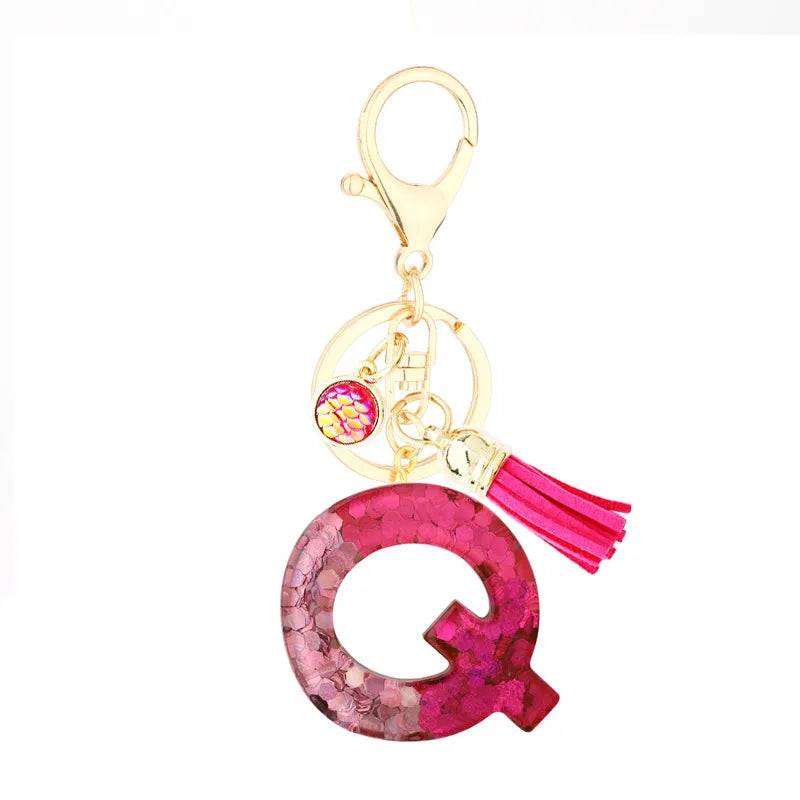 1 piece fashion letter resin patchwork unisex keychain