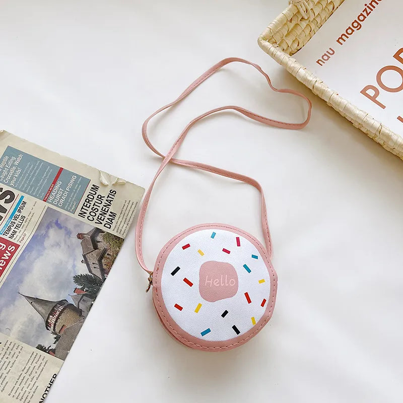 Kid'S Pu Leather Donuts Cute Round Zipper Shoulder Bag Crossbody Bag