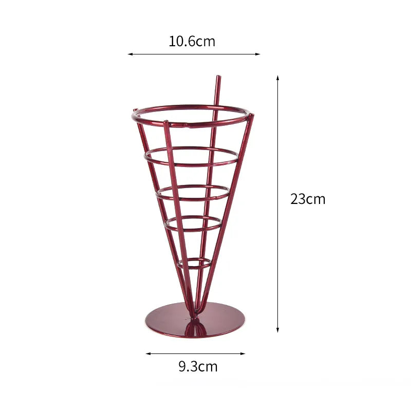 New creative tableware black four-piece four-head snack rack red four-head French fries rack stainless steel French fries rack