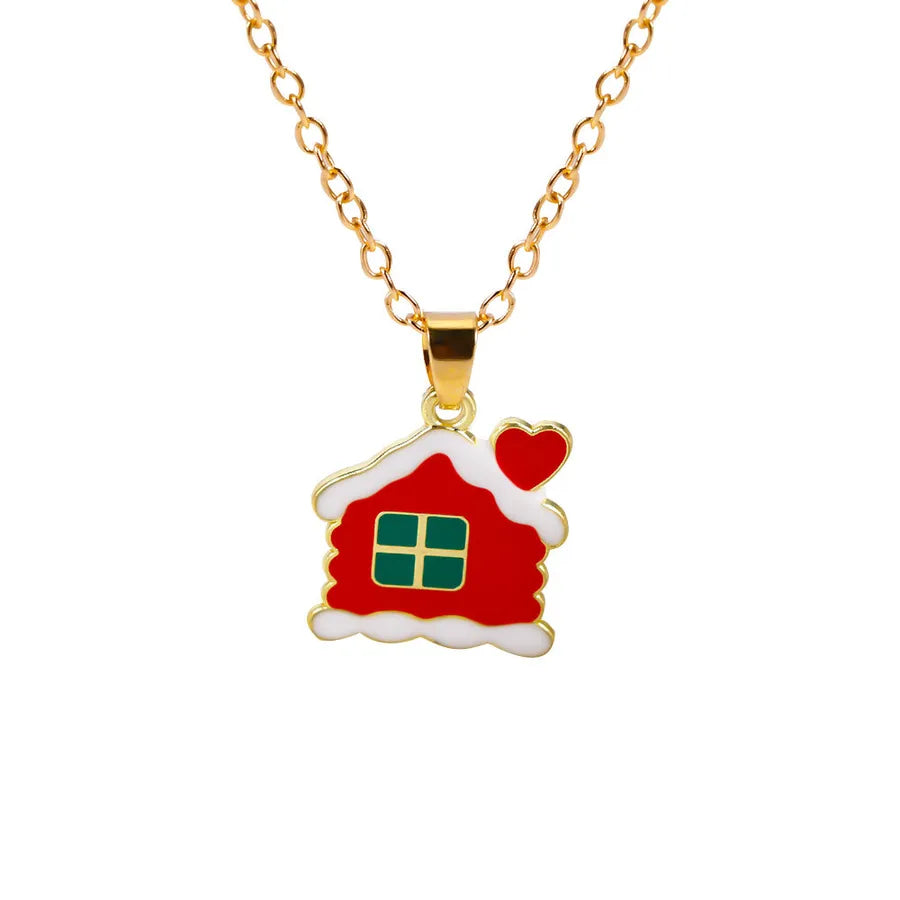 Christmas Themed Alloy Pendant Necklace With Bell Snowflake Design Geometric Pattern For Men And Women Christmas Tree Santa Claus Deer Stick