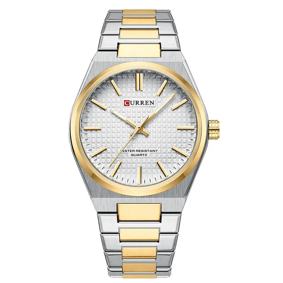 Business Color Block Single Folding Buckle Quartz Watch Men's Watches