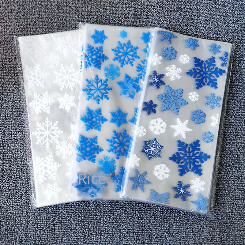 Spot wholesale OPP flat pocket transparent universal baking biscuit packaging bag Christmas candy snowflake bag