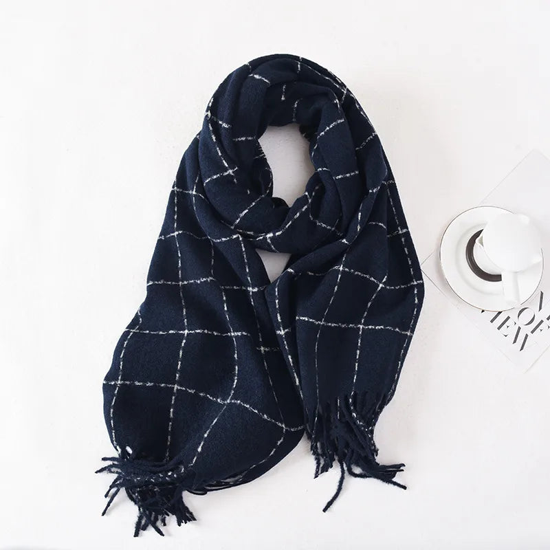 Women's Basic Plaid Imitation cashmere Polyester Scarf