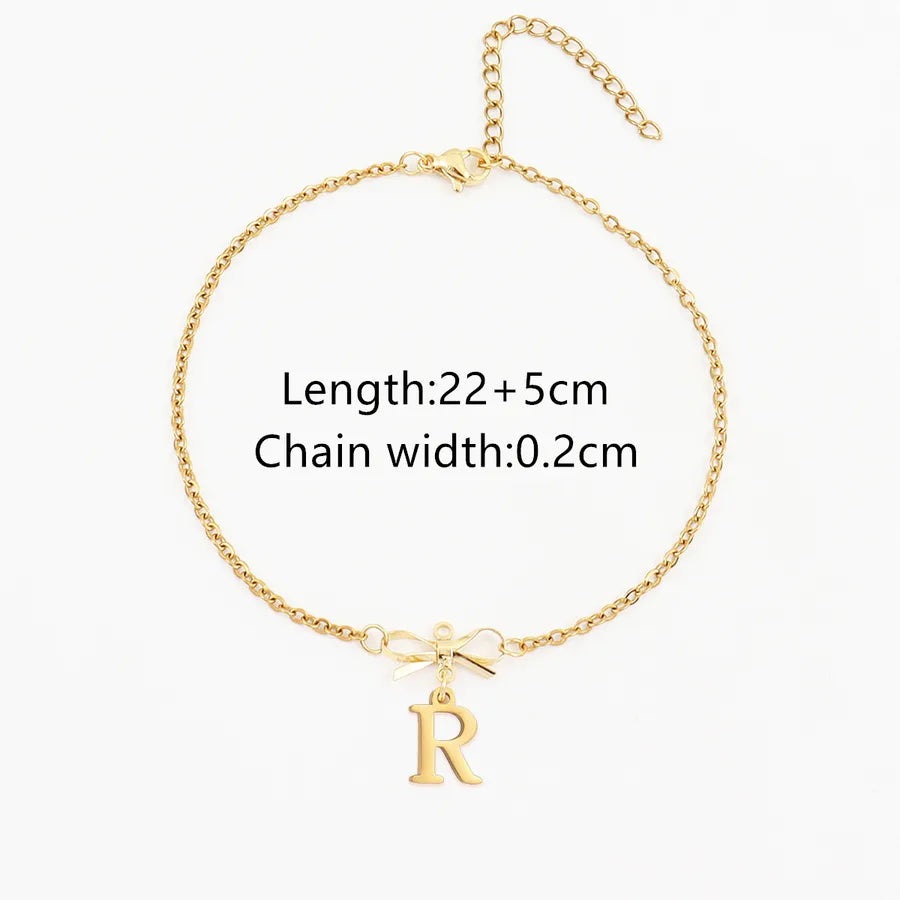 Wholesale Jewelry Elegant Simple Style Classic Style Letter Bow Knot 201 Stainless Steel 304 Stainless Steel Copper Anklet