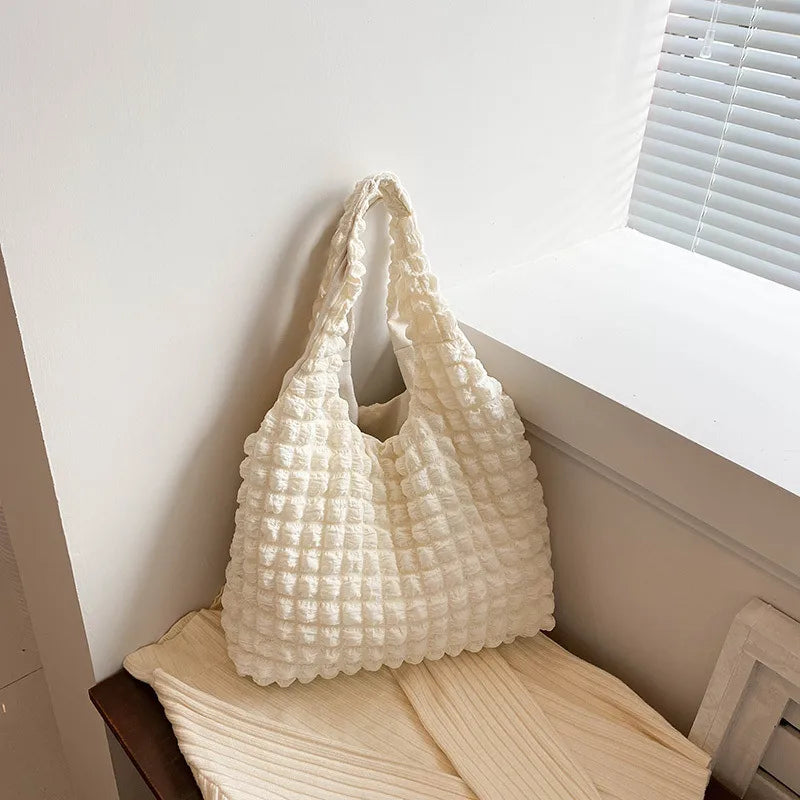 Ins Girl's Fashionable Cloud Puff Flower Shoulder Bag Women's  New Summer Canvas Minimalism Handbag