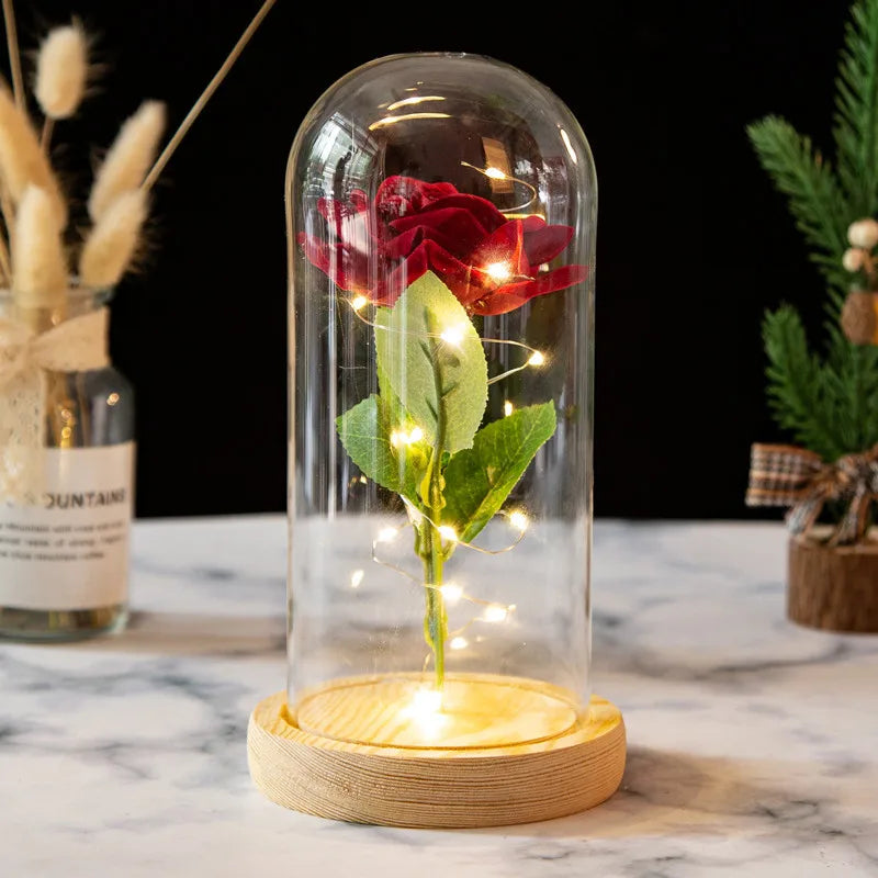 Romantic Rose Plastic Wood Glass Artificial flowers