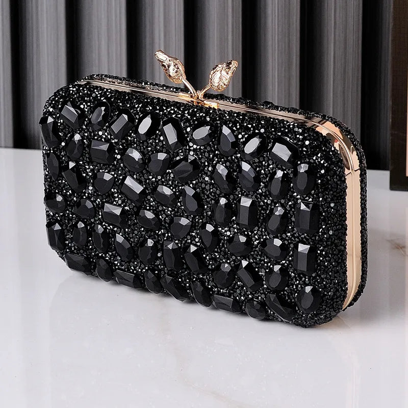 Black colour Royal Blue Resin Geometric Evening Bags