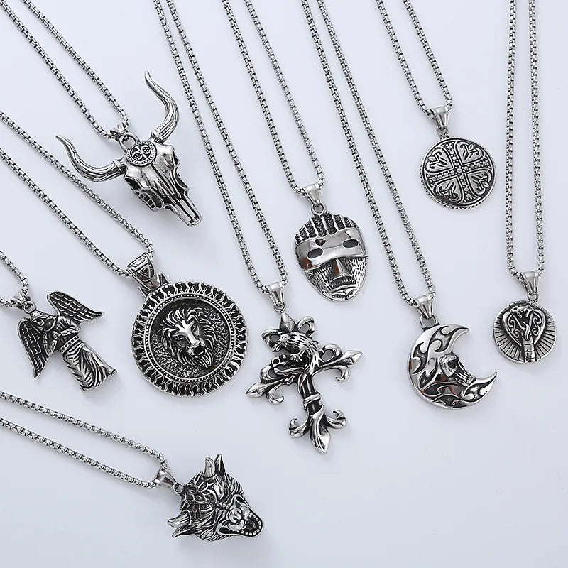 punk cross stainless steel men's pendant necklace