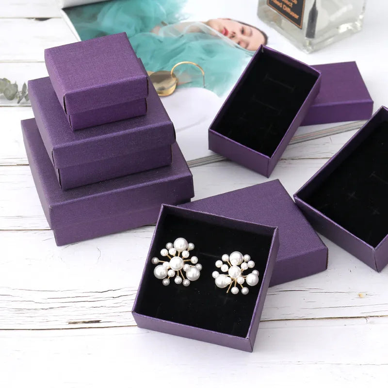1 piece simple style solid color paper jewelry boxes