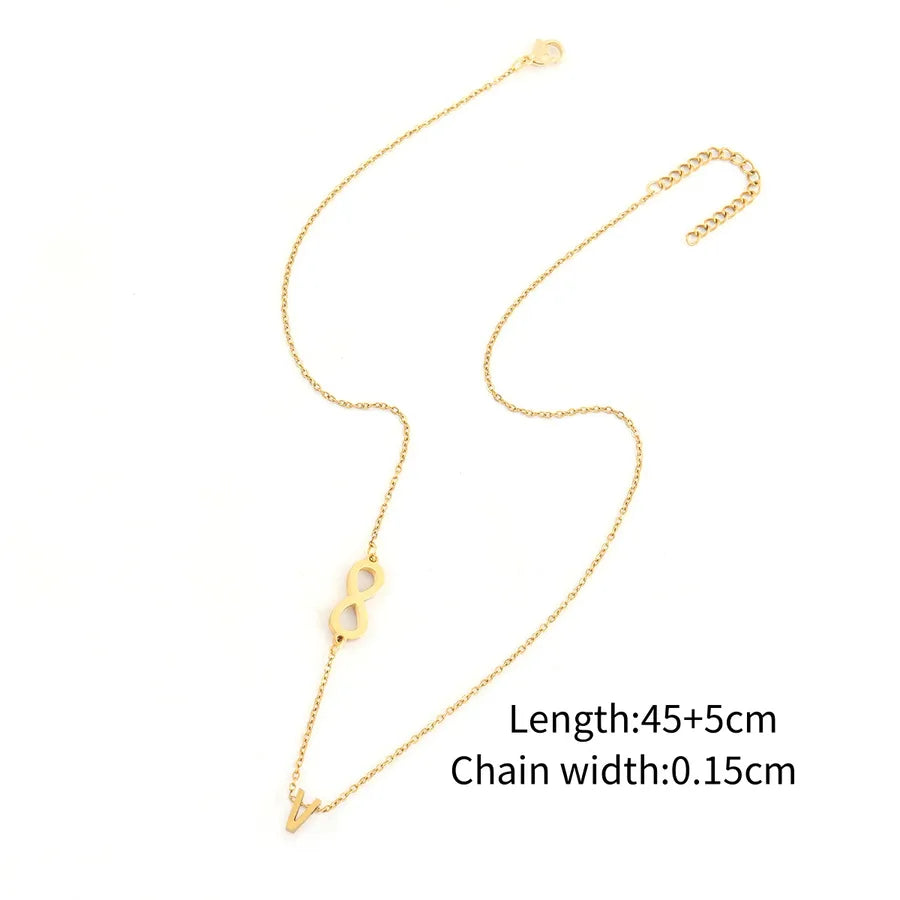 Wholesale Jewelry Elegant Simple Style Classic Style Letter Infinity 201 Stainless Steel 304 Stainless Steel cable chain Pendant Necklace