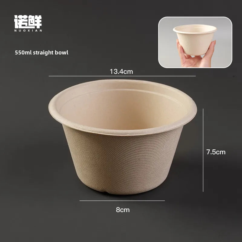 Disposable paper bowl tableware set paper bowl commercial household bowl degradable whole box disposable round bowl