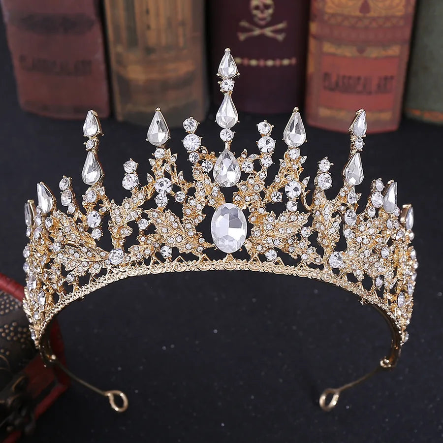 elegant oval crown alloy rhinestone inlay artificial crystal crown 1 piece
