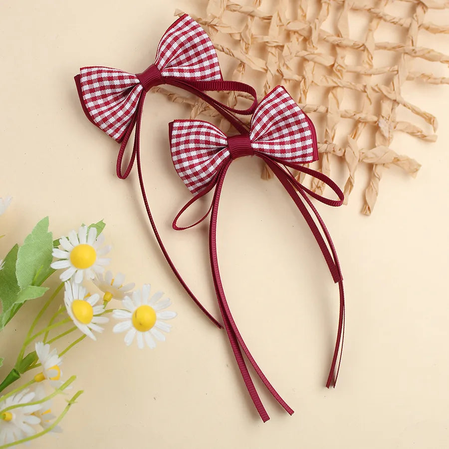 Plaid Ribbon Bow Fresh Plaid Pair Clip British   Spring New