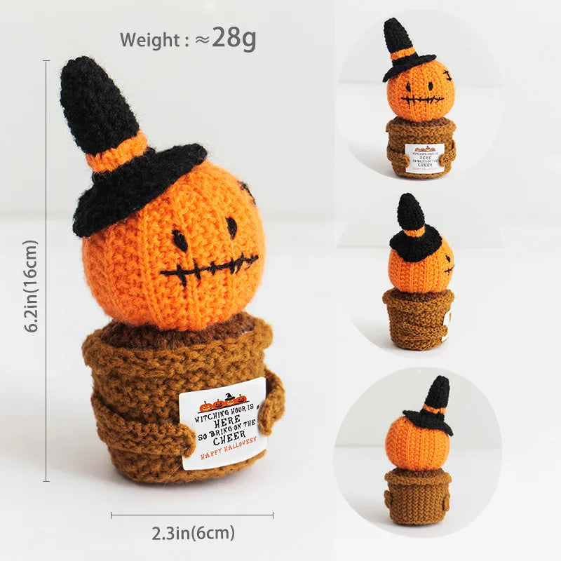 Halloween Knitted Funny Expression Doll Positive Energy Card Ghost Potted Plant Decoration Cotton Material Toy