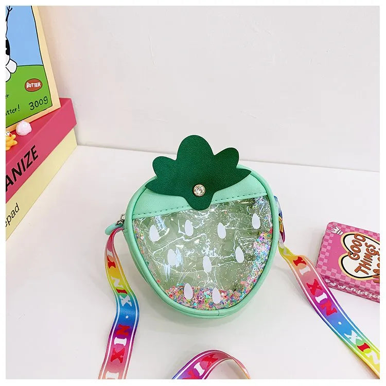 Girl'S Nylon Strawberry Cute Oval Zipper Shoulder Bag