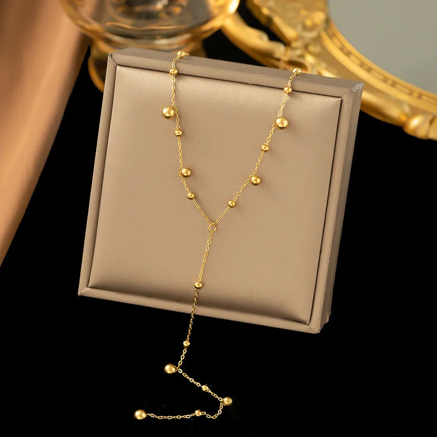 Wholesale Jewelry Elegant Sweet Geometric Heart Shape 304 Stainless Steel Round Plating ball chain cable chain Bracelets Necklace