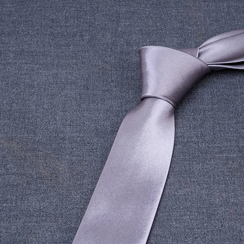 formal solid color polyester satin unisex tie