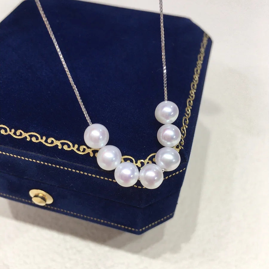 Zhuji 5-6mm Aurora Freshwater Pearl Smile Chain S925 Sterling Silver Freshwater AK Pearl Pendant Passepartout Wholesale