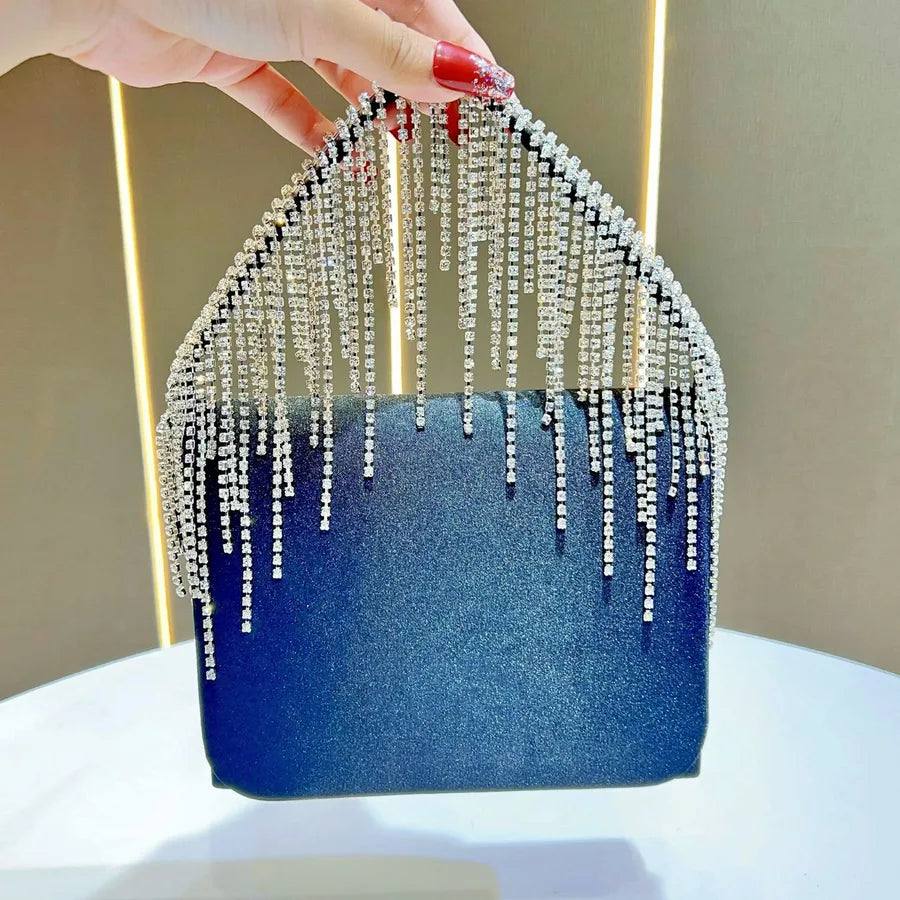 Elegant Evening Clutch Bag For Women Handbag Shoulder Bag Diamond Embellished Tassel Detail Square Bag Fashionable Accessory