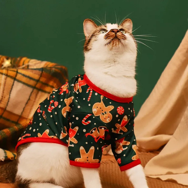 Christmas Theme Thin Print T-Shirt For Cats And Dogs Pet Clothes Polyester Material European Style Snowflake Deer Design