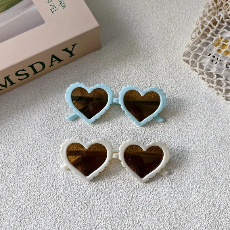 Sweet Simple Style Heart Shape UV400 Protection Resin Special-Shaped Mirror Full Frame Kids Sunglasses