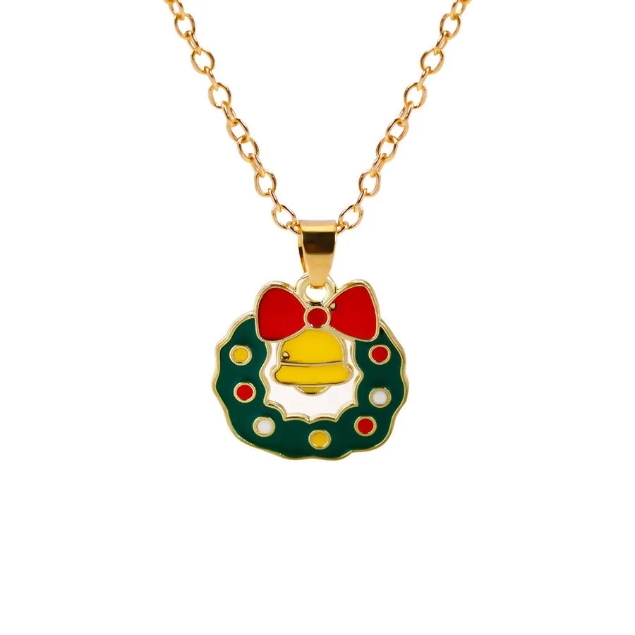 Christmas Themed Alloy Pendant Necklace With Bell Snowflake Design Geometric Pattern For Men And Women Christmas Tree Santa Claus Deer Stick