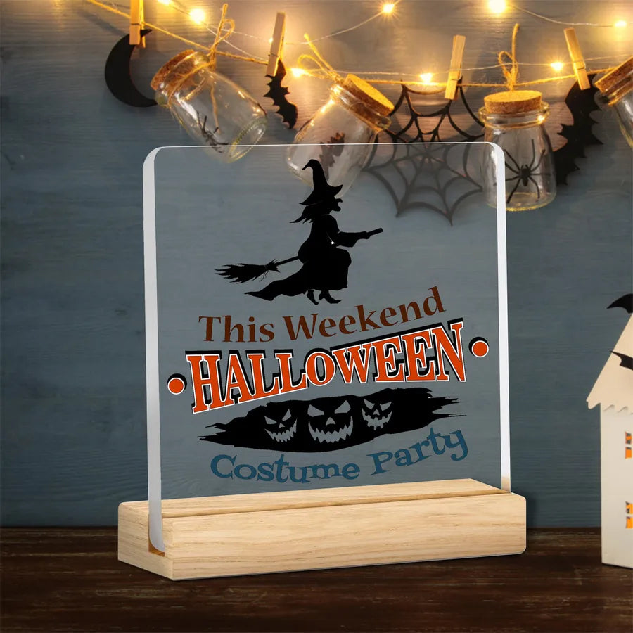 Acrylic Halloween Decorative Tabletop Wooden Ornaments Transparent Festive Home Decoration Ideal For Party Setup