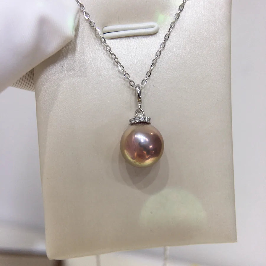 Diana Natural Freshwater Pearl Pendant Highlight Round and Immaculate Princess S925 Sterling Silver Pearl Necklace Clavicle Chain