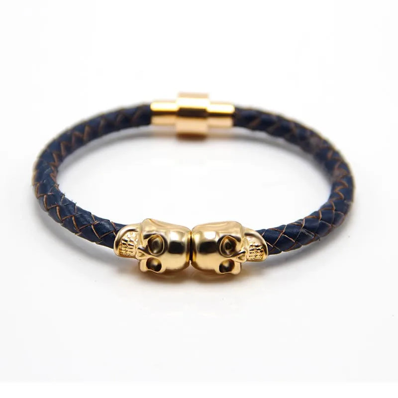 Punk Skull Leather Copper Halloween Men's Bangle