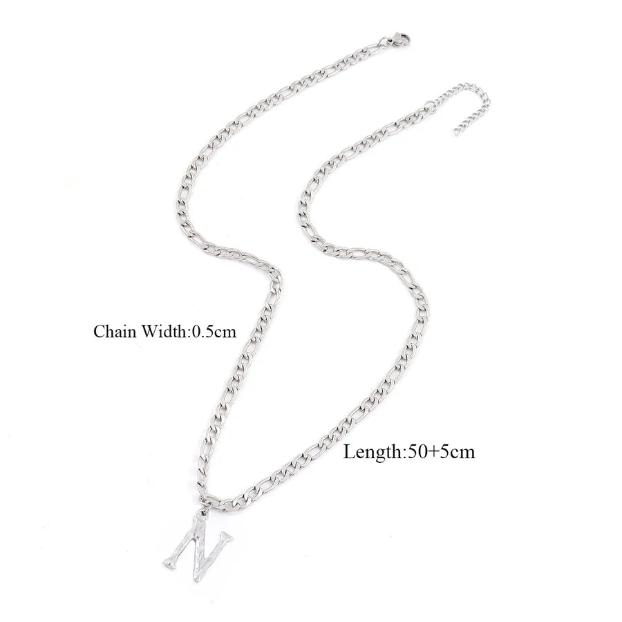 Wholesale Jewelry Retro Simple Style Letter 201 Stainless Steel 304 Stainless Steel Pendant Necklace figaro chain