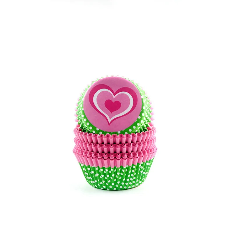 Simple Style Rainbow Heart Shape Solid Color Anti-oil paper Bakeware cake cups