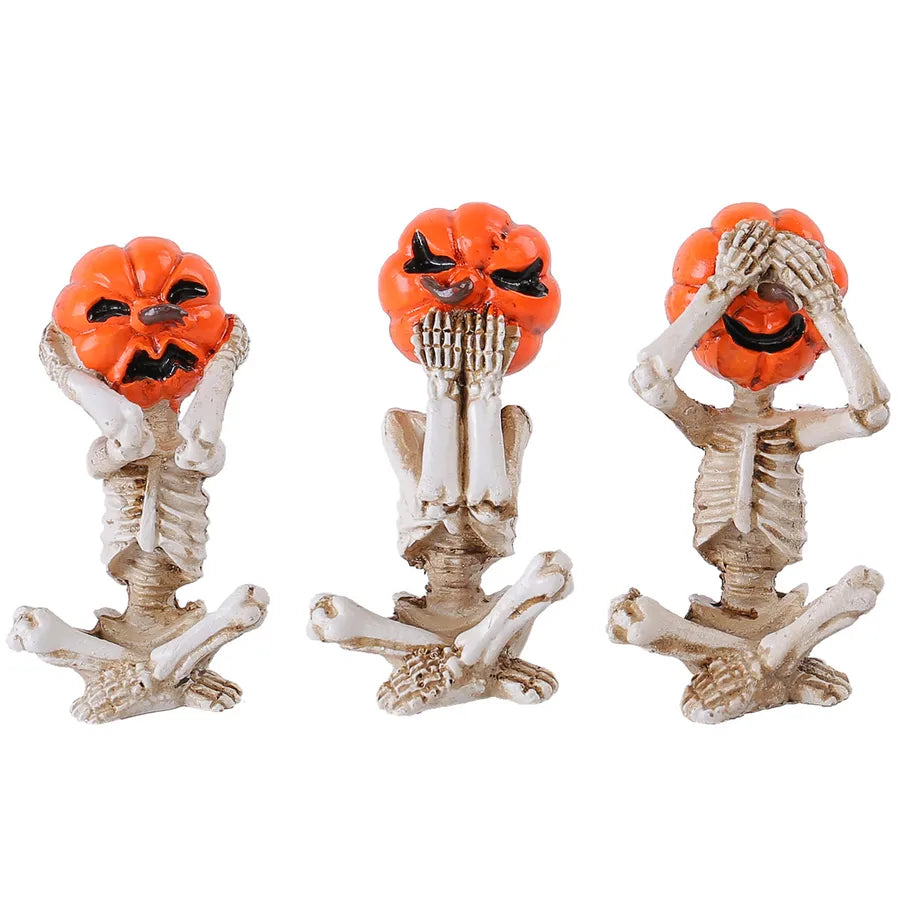 Halloween Decoration Props Yoga Meditation Pumpkin Head Skeleton Dolls Scary Dolls Home Decorations Festive Atmosphere Creepy