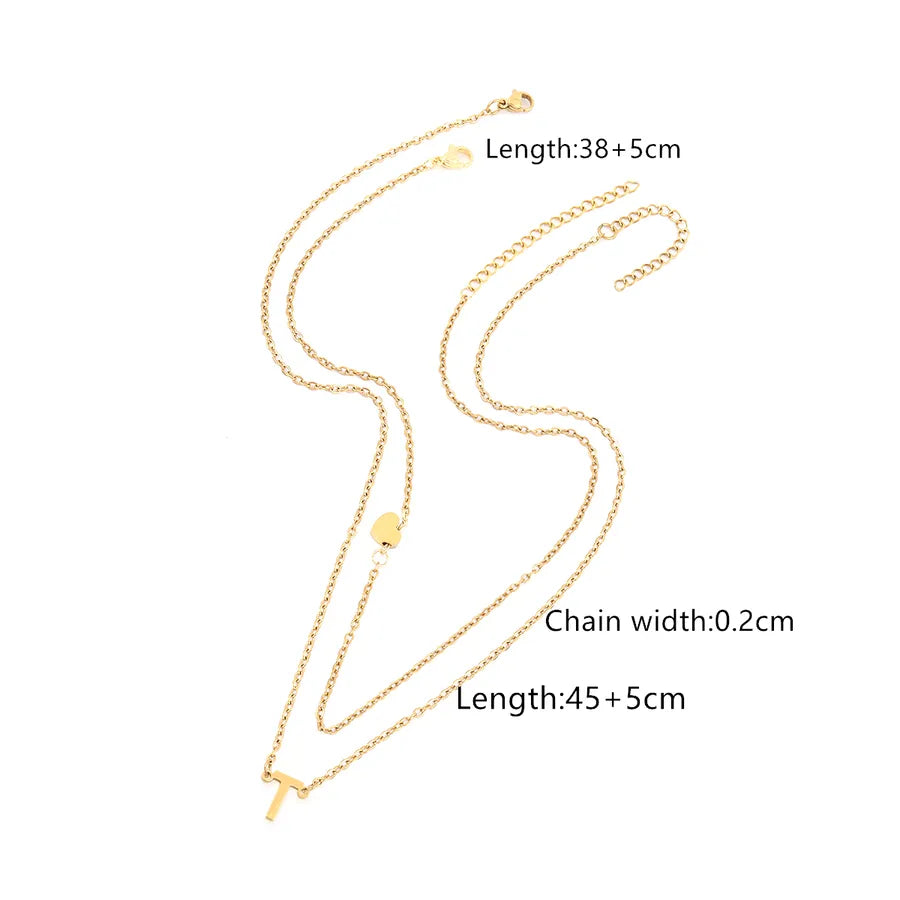 Wholesale Jewelry Elegant Retro Classic Style Letter Heart Shape 201 Stainless Steel 304 Stainless Steel cable chain Pendant Necklace