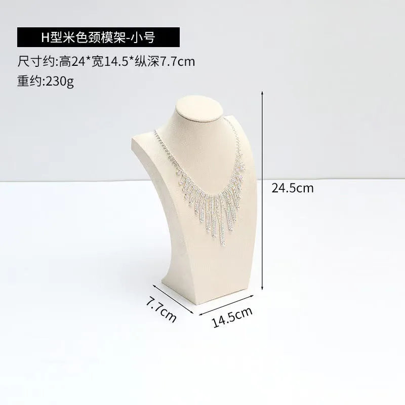 Modern Simplicity Jewelry Necklace Display Stand Counter Display Props Mannequin Pendant Holder Velvet Leather Material