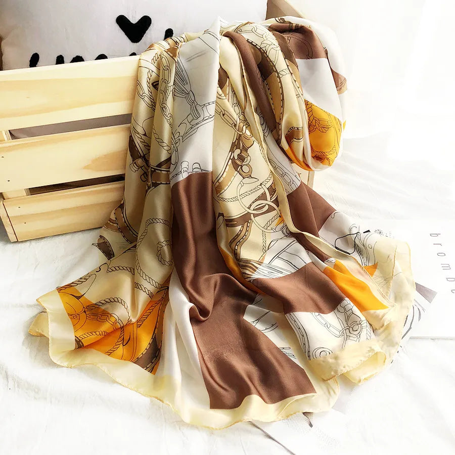 women's streetwear gradient color flower ice silk soft yarn scarves & gloves