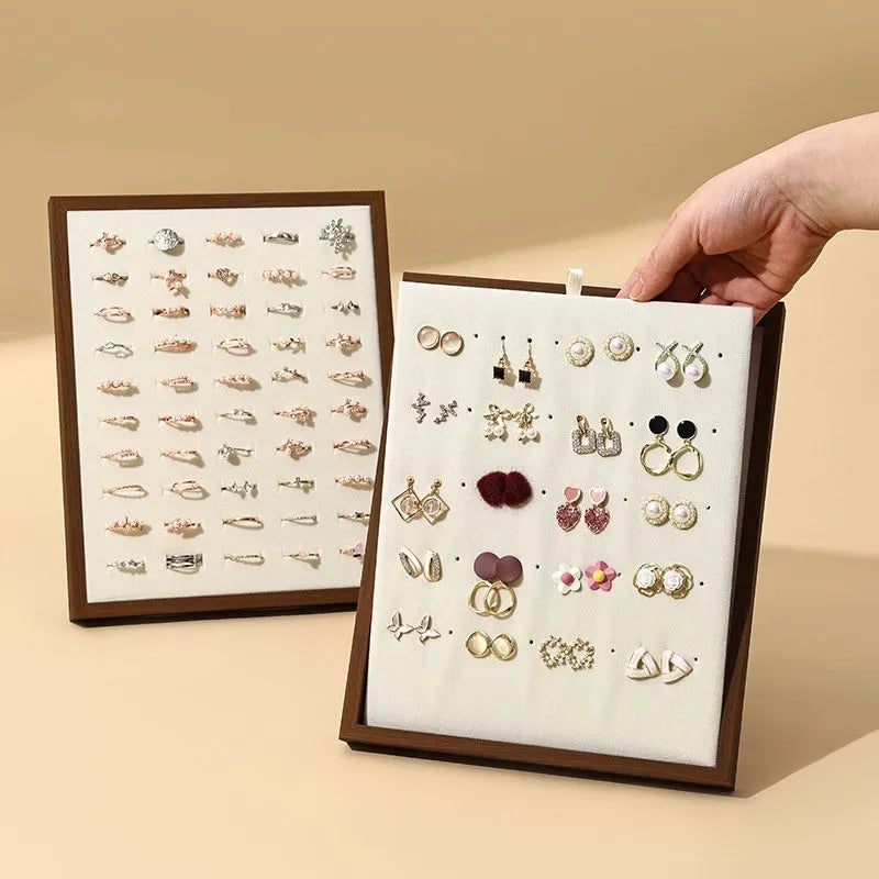 1 Piece solid wood Flannel Simple Style Square Jewelry Display