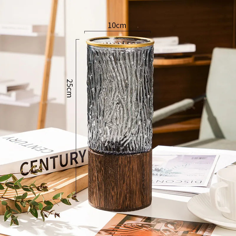 Simple Style Stripe Glass Vase Artificial Decorations